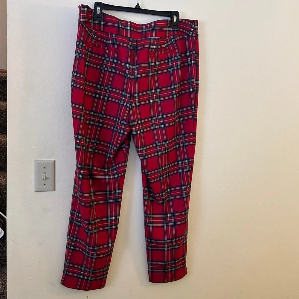 Talbots Slim Hampshire Ankle Pants Size 16 NWOT Classic Tartan Red Plaid Pattern - Picture 6 of 15